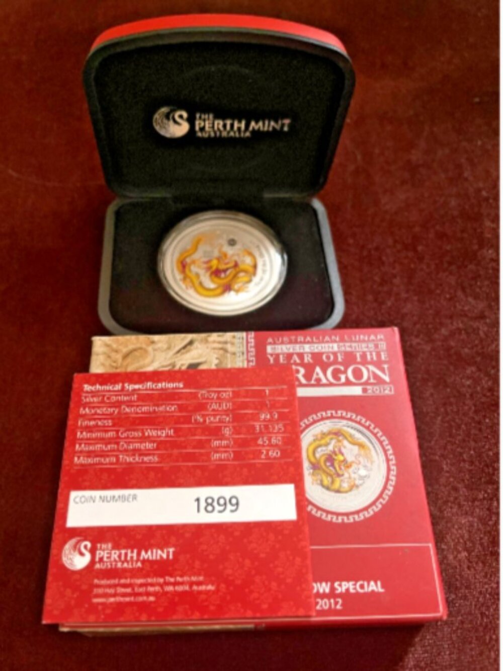 Australia Lunar Series II  2012 Year the Dragon -  In Box w/ COA